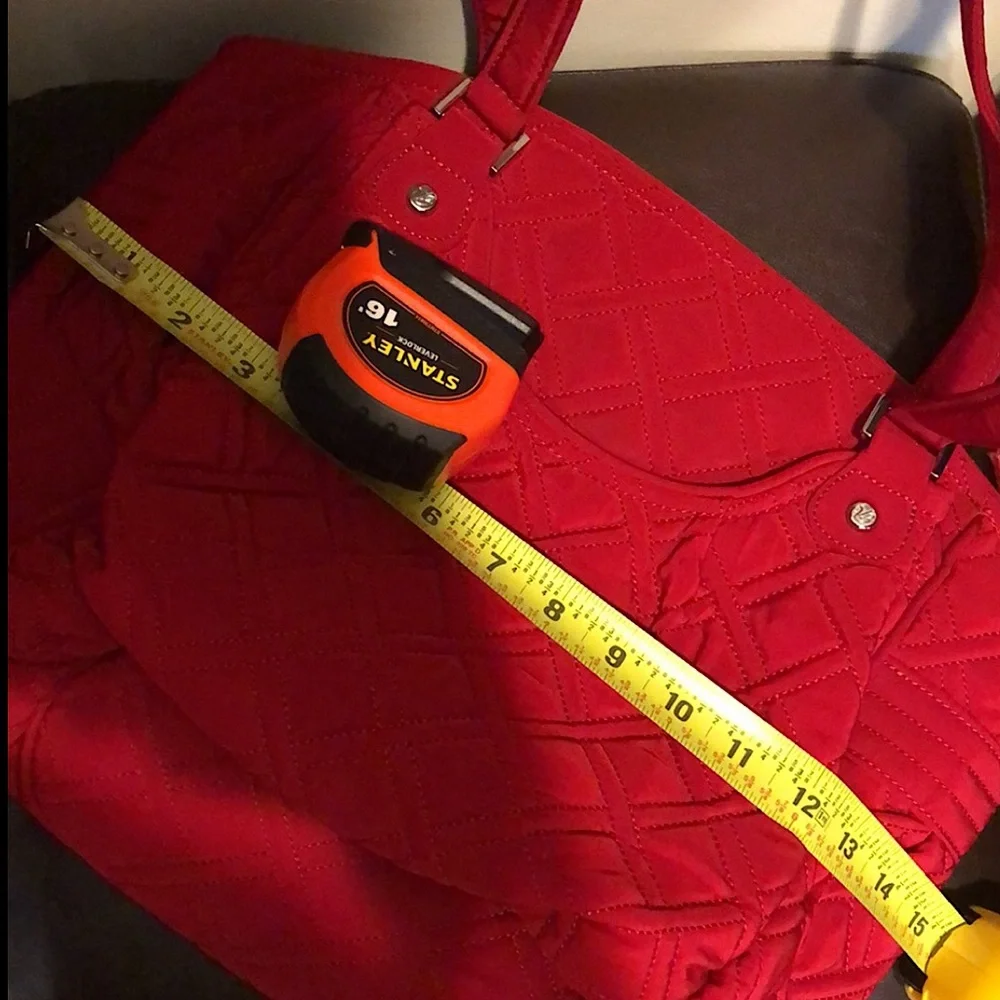 VERA BRADLEY Red Diamond Quilted Long Strap Shoulder Bag w/ Exterior Pockets - Picture 14 of 16